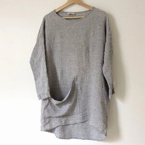 Elizabeth Suzanne Long Sleeve Harper Tunic Gray Gauze